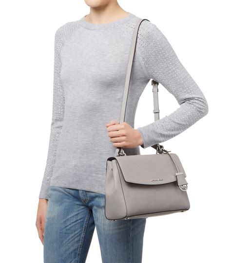 michael michael kors ava medium top handle satchel pearl grey